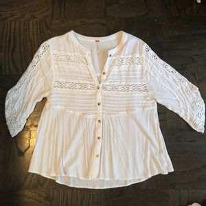 Free People Lace inset Blouse